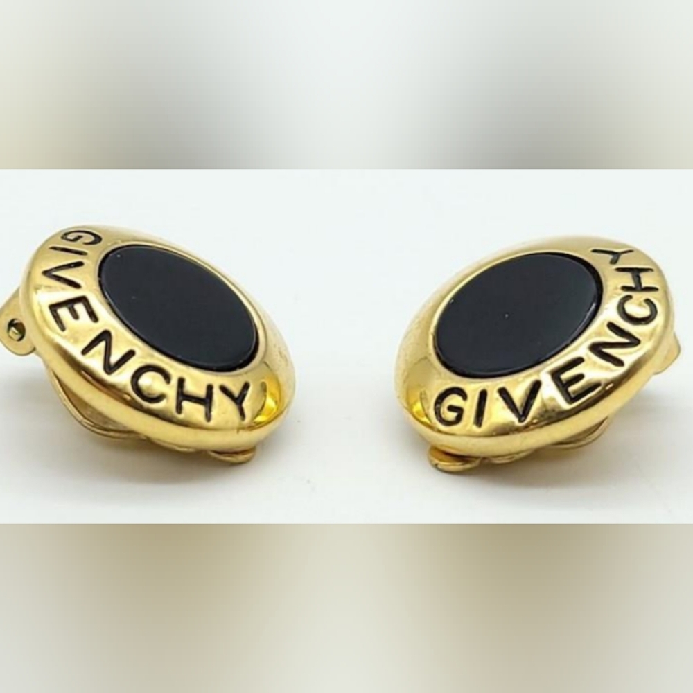 ๐๐GIVENCHY๐๐ Black & Gold-Tone Clip-On Earrings - Picture 4 of 6